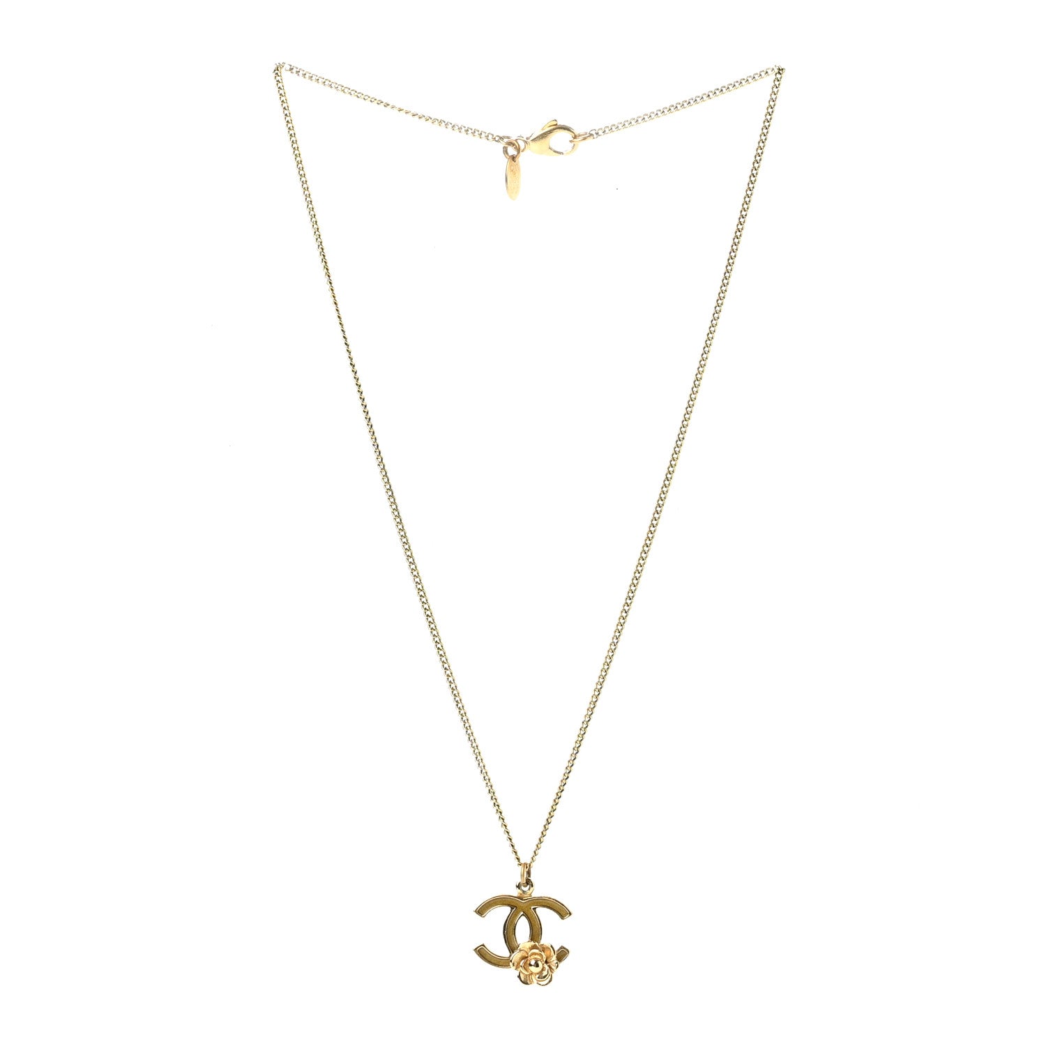 Chanel Resin CC Camellia Flower Necklace Gold 3 of 6