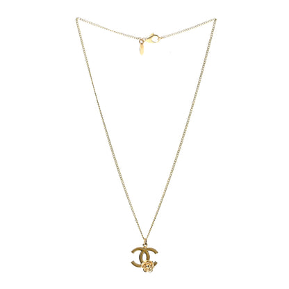 Chanel Resin CC Camellia Flower Necklace Gold 3 of 6