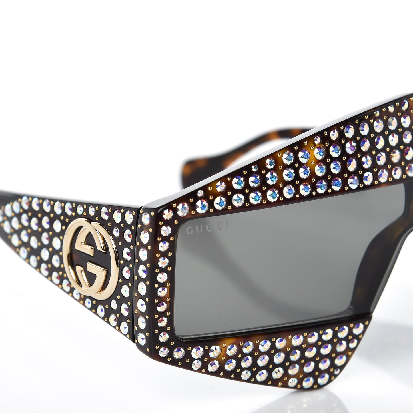 Crystal Rectangular Frame Sunglasses GG0357S Tortoiseshell