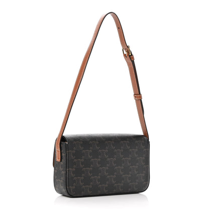 Celine Canvas Calfskin Triomphe Shoulder Bag Tan 3 of 11