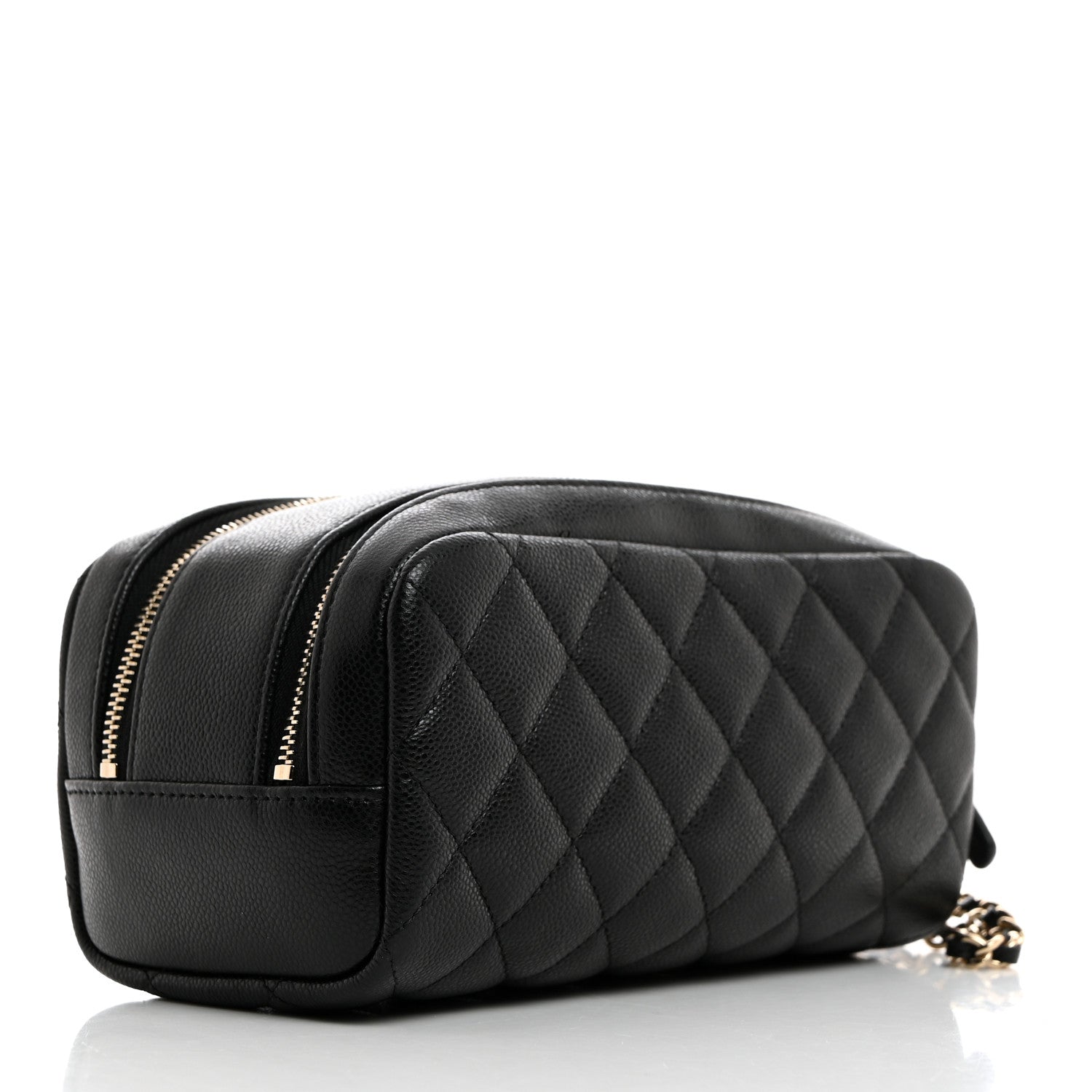 Chanel Caviar Quilted Toiletry Case With Chain Black 3 of 8
