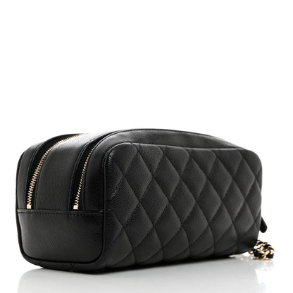 Chanel Caviar Quilted Toiletry Case With Chain Black 3 of 8