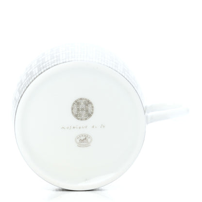 Hermes Porcelain Mosaique Au 24 Platine Tea Cup And Saucer Set Of 2 Platinum 6 of 8