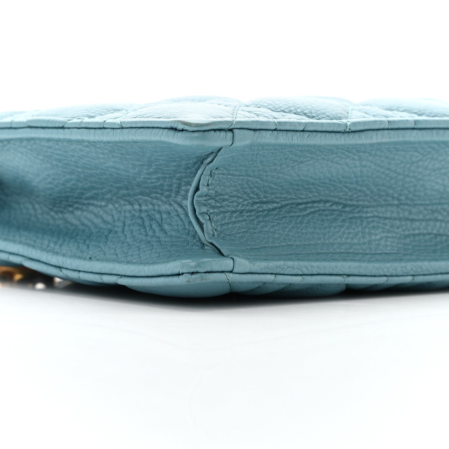 Christian Dior Calfskin Cannage Caro Zipped Pouch With Chain Cloud Blue 12 of 14