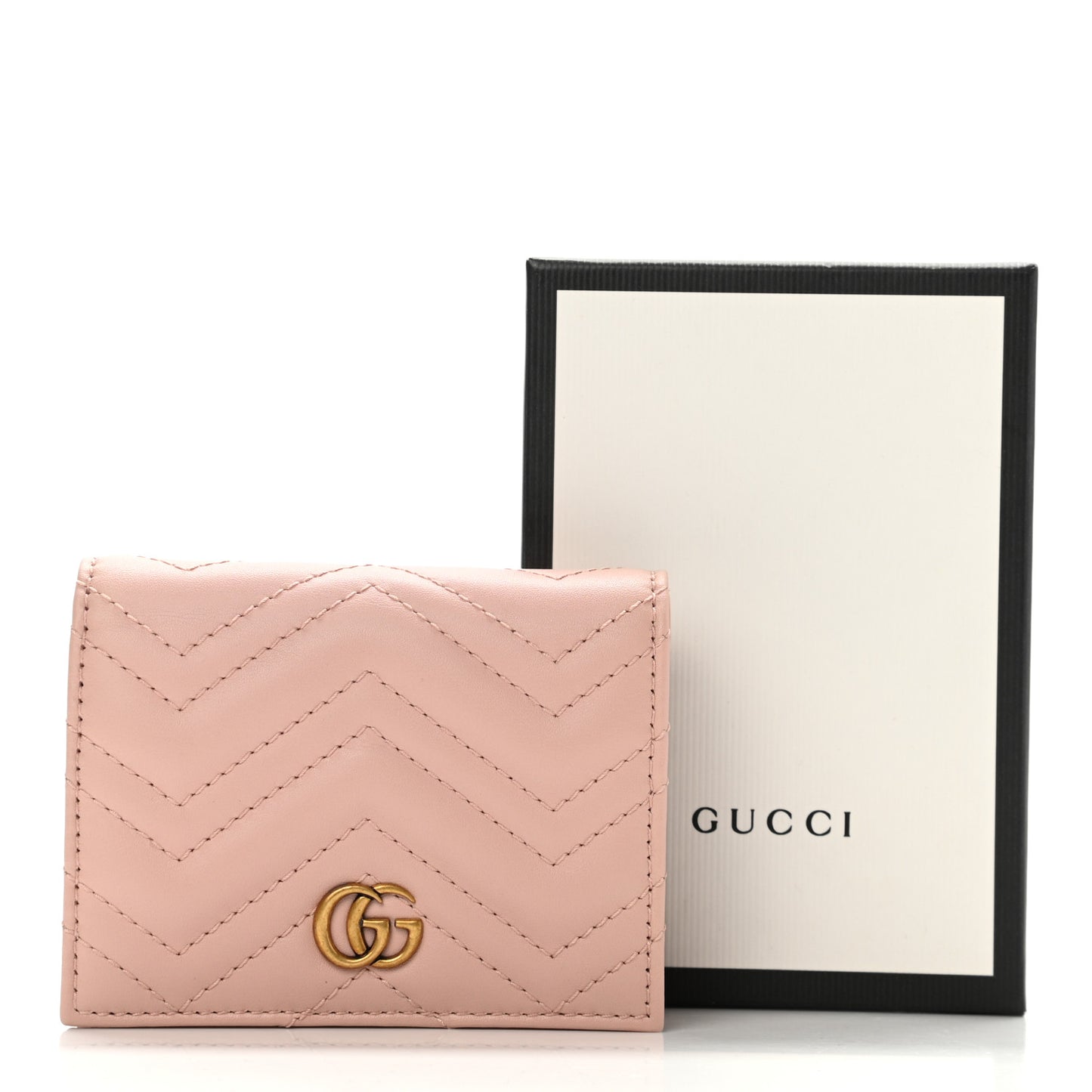 Calfskin Matelasse GG Marmont Card Case Wallet Perfect Pink