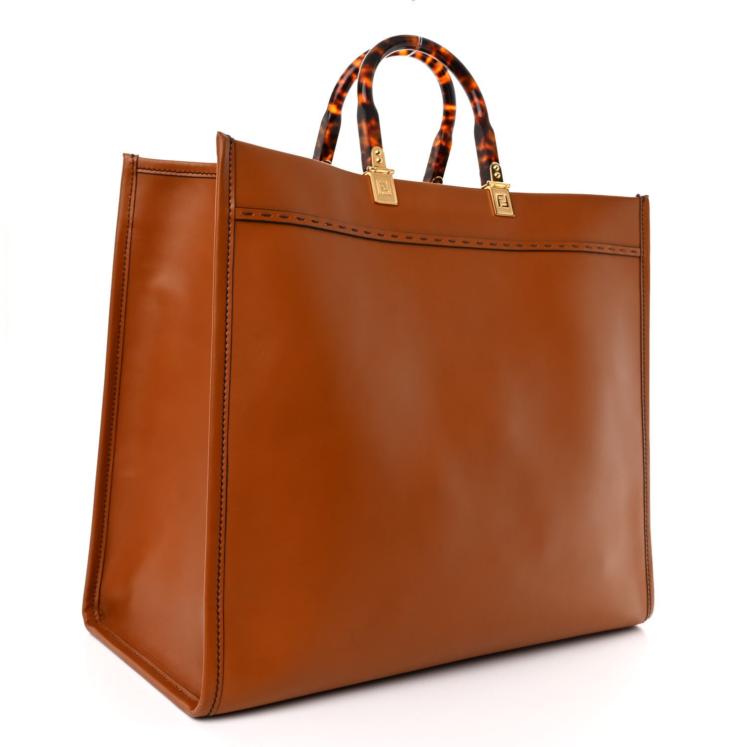 Fendi Vitello King Plexiglass Large Fendi Sunshine Shopper Tote Cuoio 3 of 10