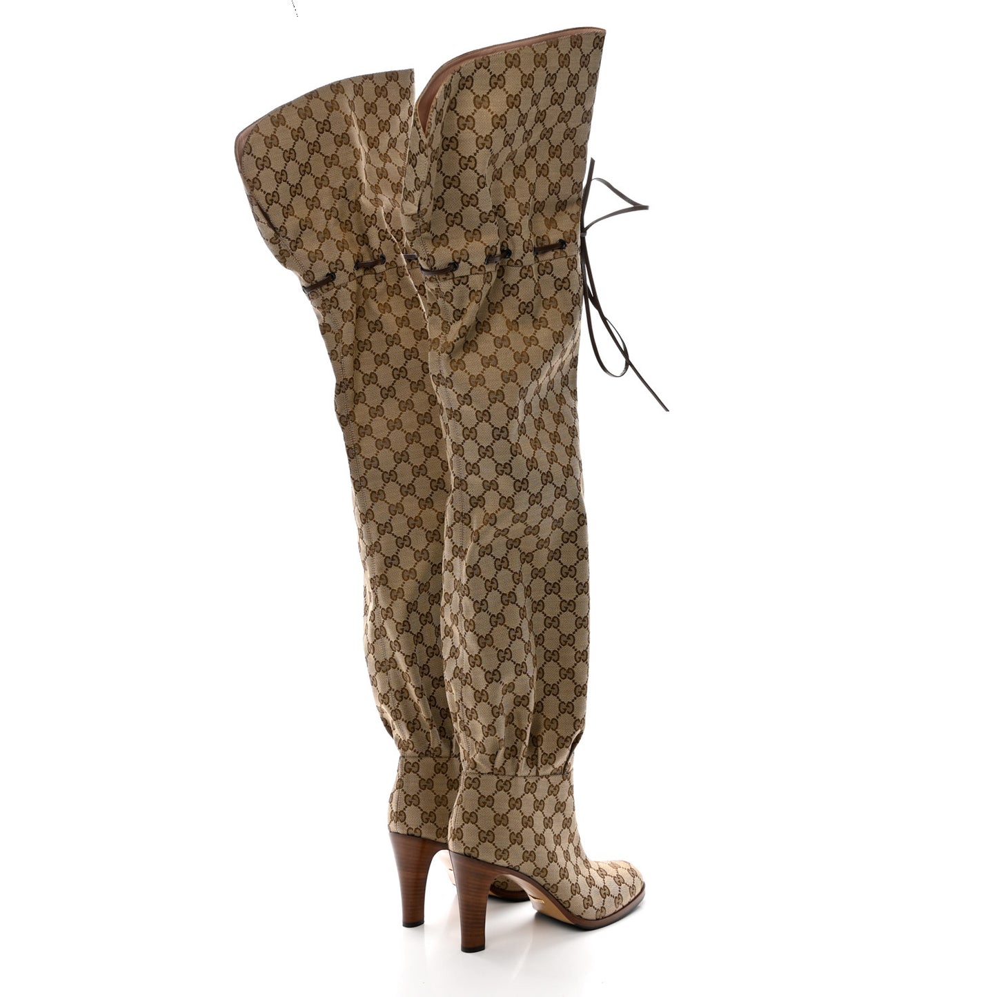 Monogram Over the Knee Boots 40 Beige Ebony