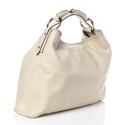 Gucci Calfskin Large Horsebit Chain Hobo Ivory 3 of 9