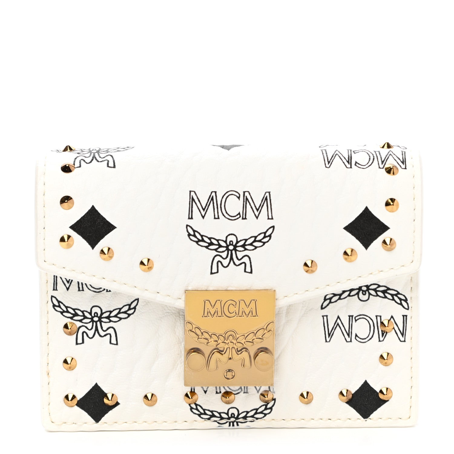 MCM Visetos Mini Accordion Card Wallet White 1 of 7