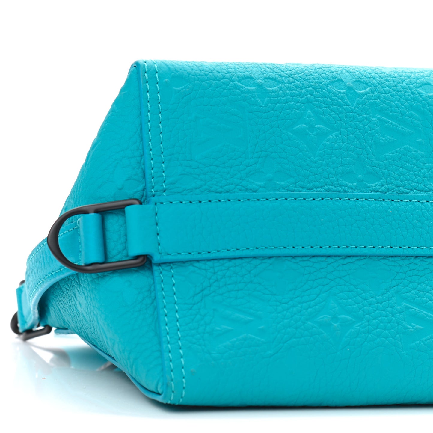 Taurillon Monogram Triangle Messenger Turquoise