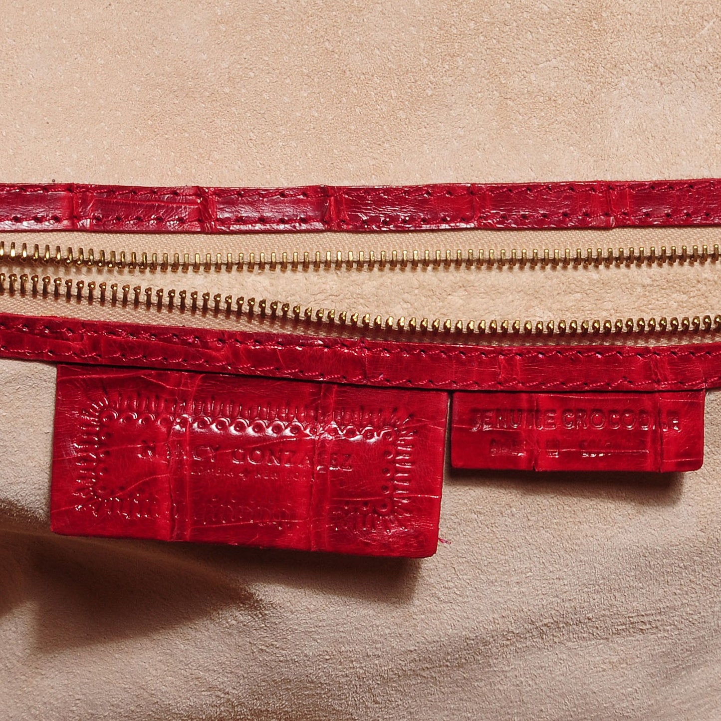 Crocodile Large Top Handle Satchel Red