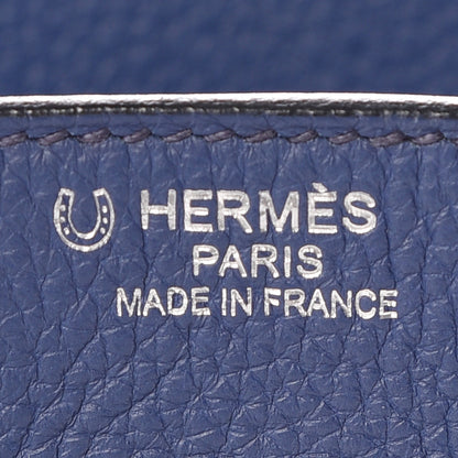 Hermes Taurillon Clemence Horseshoe Birkin 35 Bleu Brighton Blue Jean 8 of 11