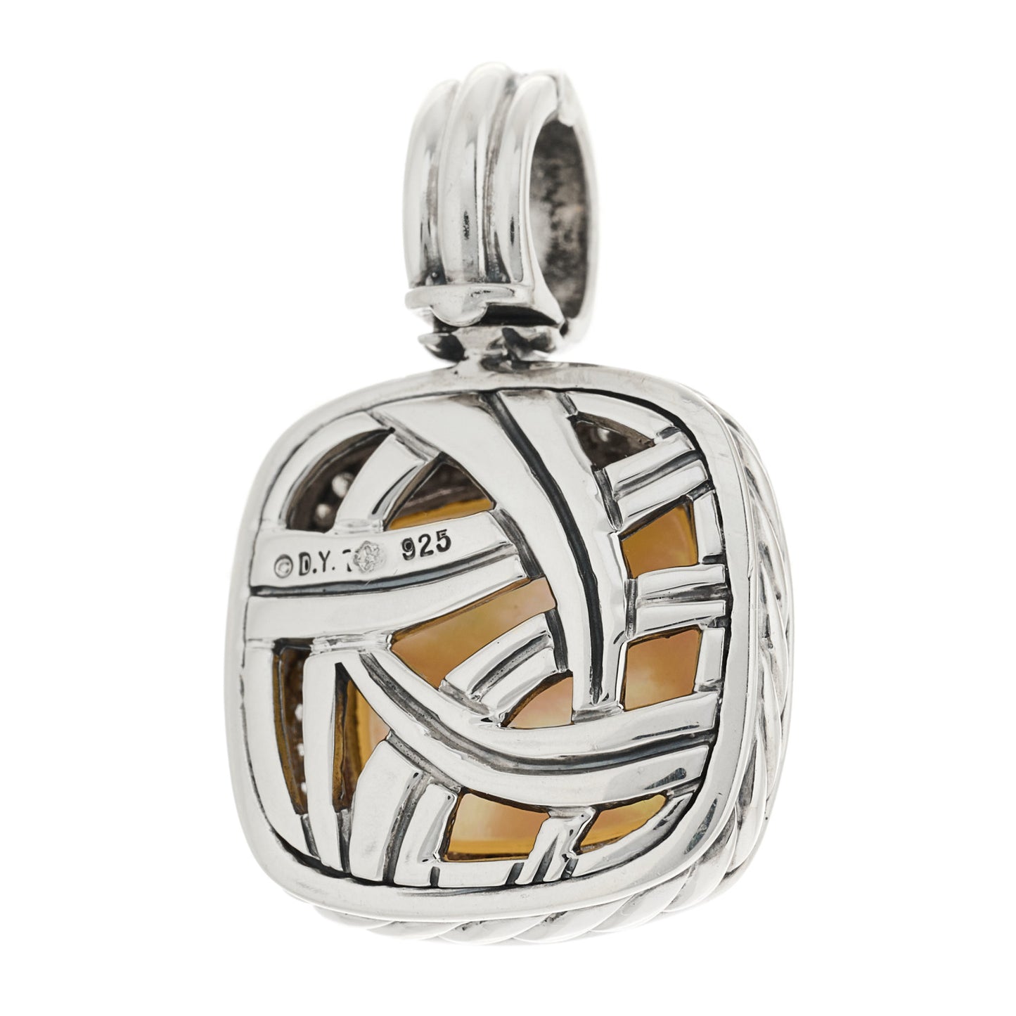 Sterling Silver Diamond Mother of Pearl 14mm Albion Enhancer Pendant