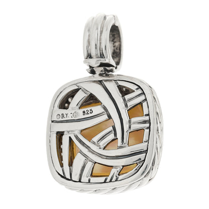 David Yurman Sterling Silver Diamond Mother of Pearl 14mm Albion Enhancer Pendant 3 of 4