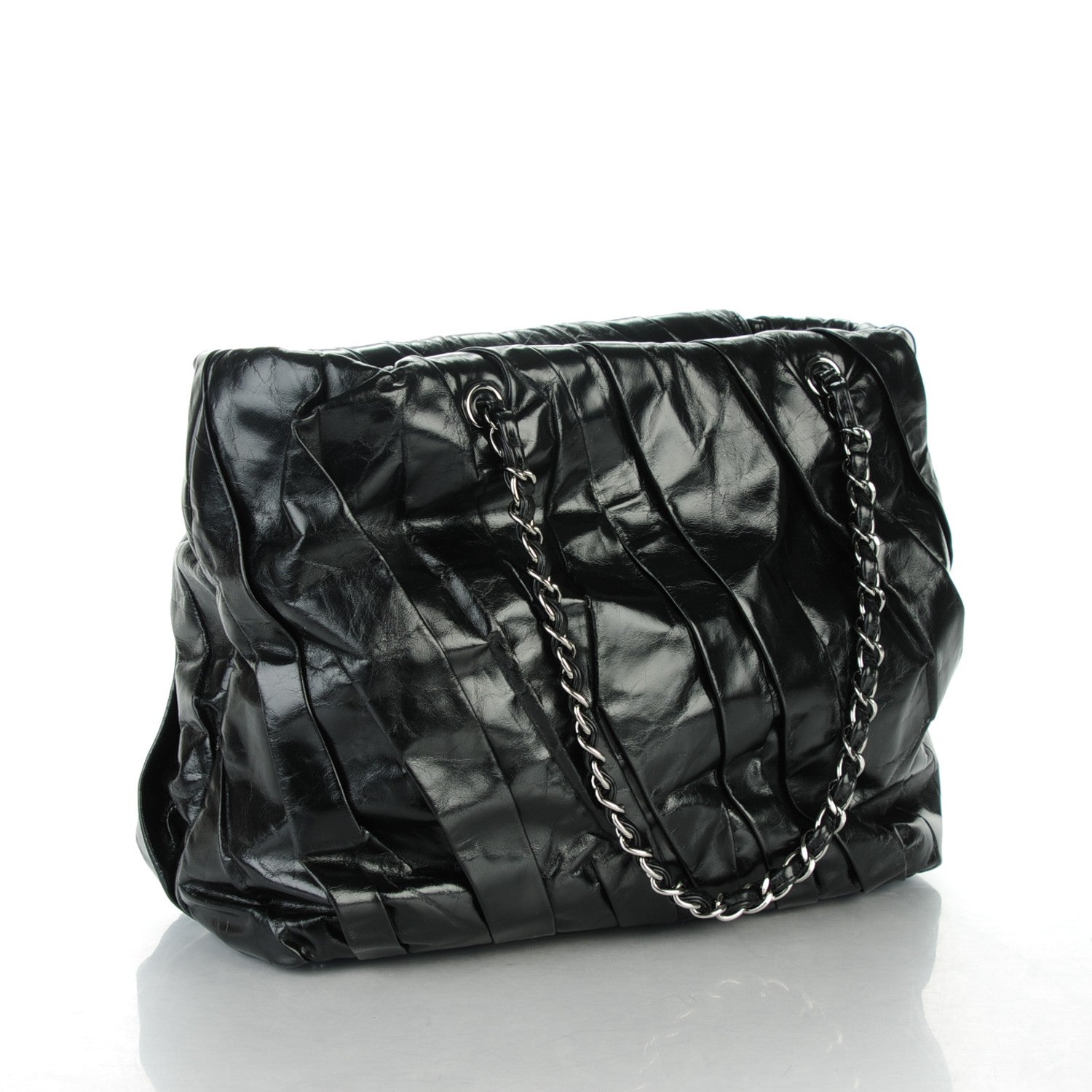 Chanel Glazed Calfskin Twisted Large Tote Black 3 of 7