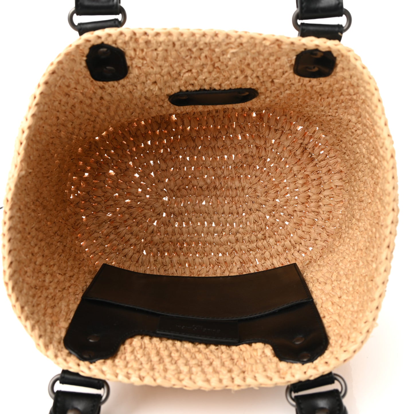 Raffia Calfskin Panier Basket Tote Natural