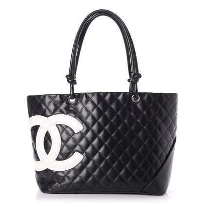 Chanel Calfskin Quilted Large Cambon Tote Black White 1 of 8