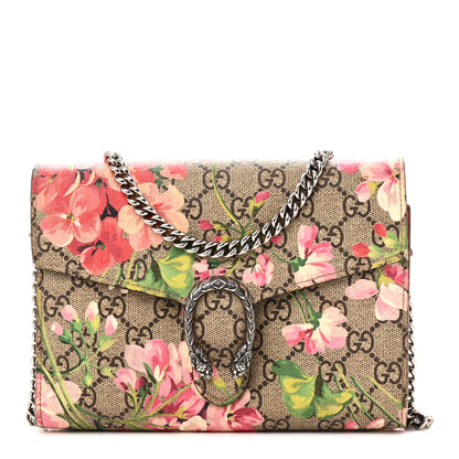Gucci GG Supreme Monogram Blooms Mini Dionysus Chain Wallet Beige Multicolor Dry Rose 1 of 11