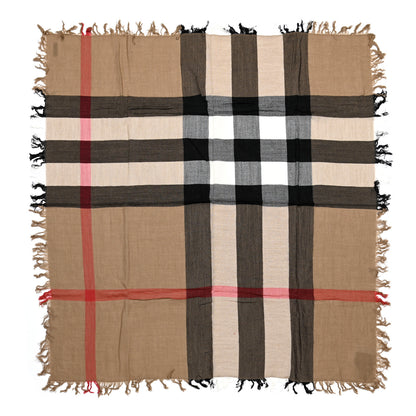 Burberry Merino Wool House Check Square Scarf Brown 1 of 5