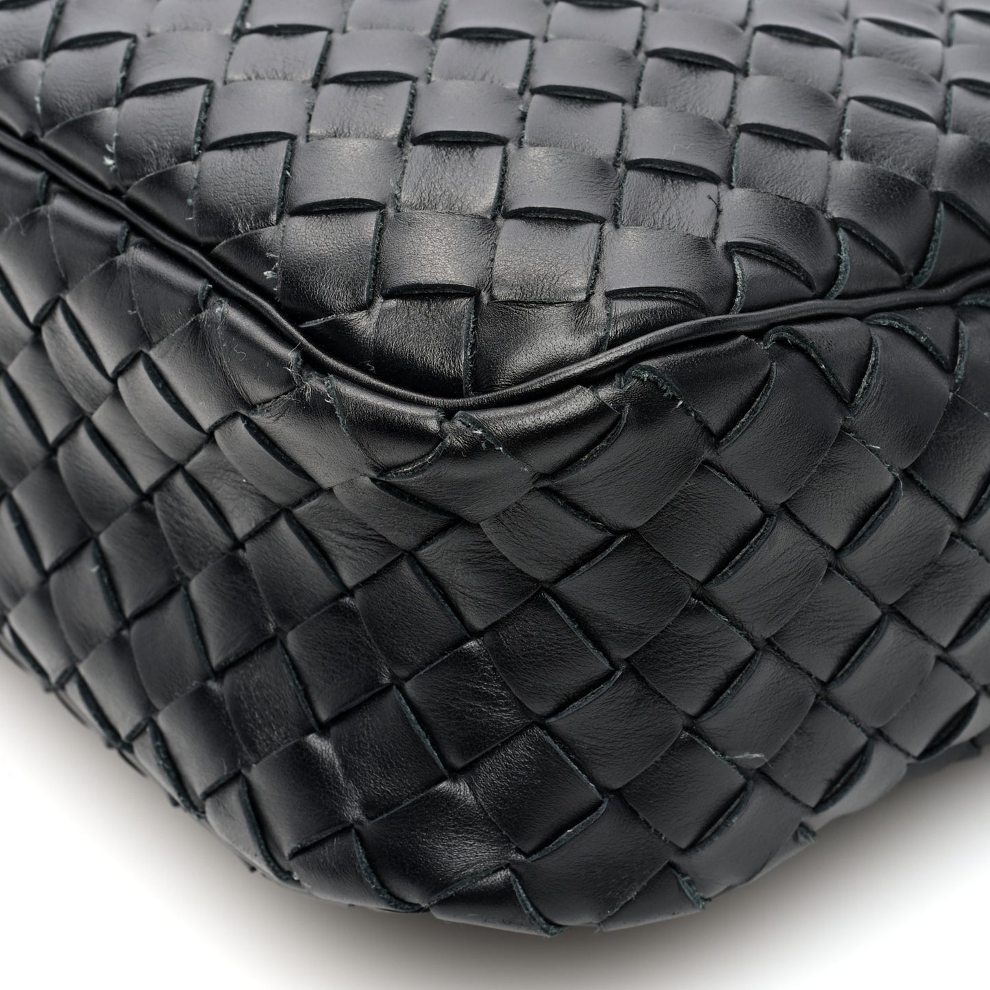 Calfskin Intrecciato Messenger Bag Black