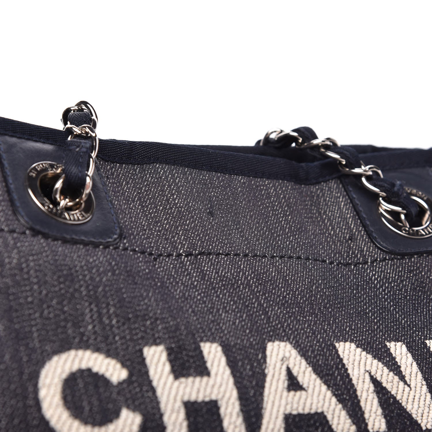 Chanel Denim Small Deauville Tote Dark Blue 10 of 10