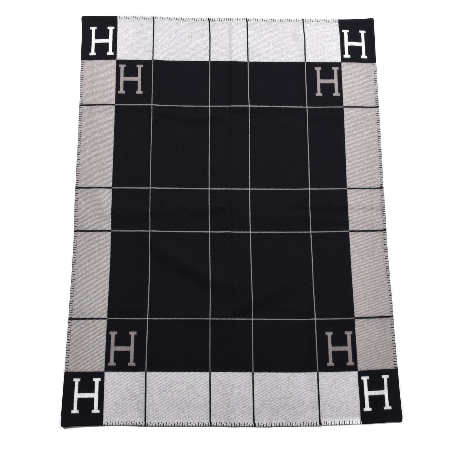 Wool Cashmere Avalon III Blanket Ecru Black