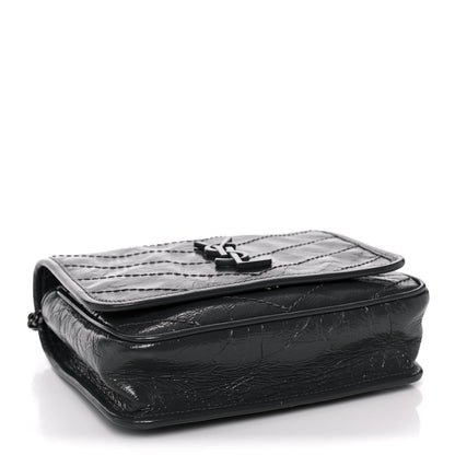 Saint Laurent Crinkled Calfskin Matelasse Monogram Niki Chain Wallet Fog 4 of 13