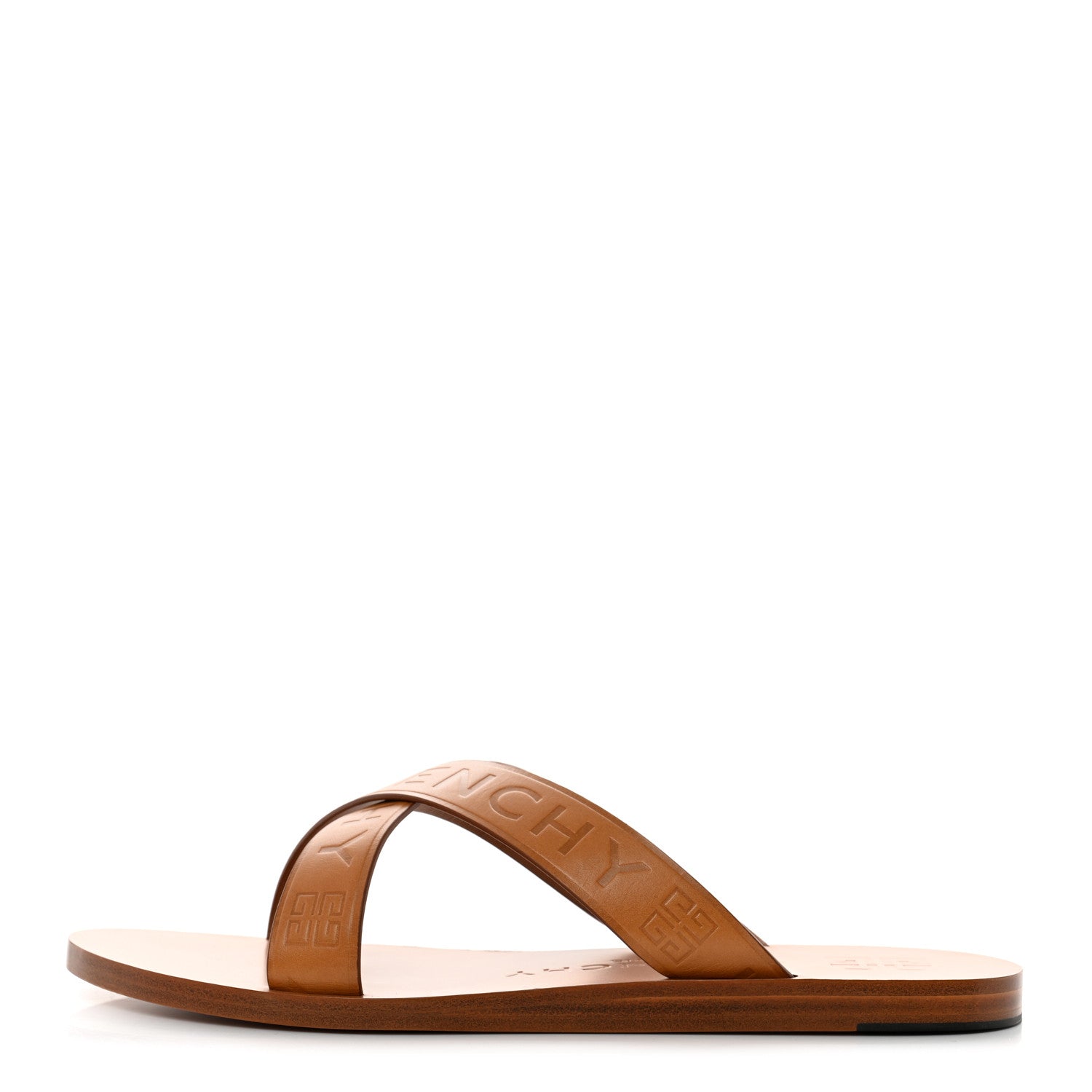 Givenchy Calfskin Logo Strap Sandals 39.5 Tobacco 1 of 8