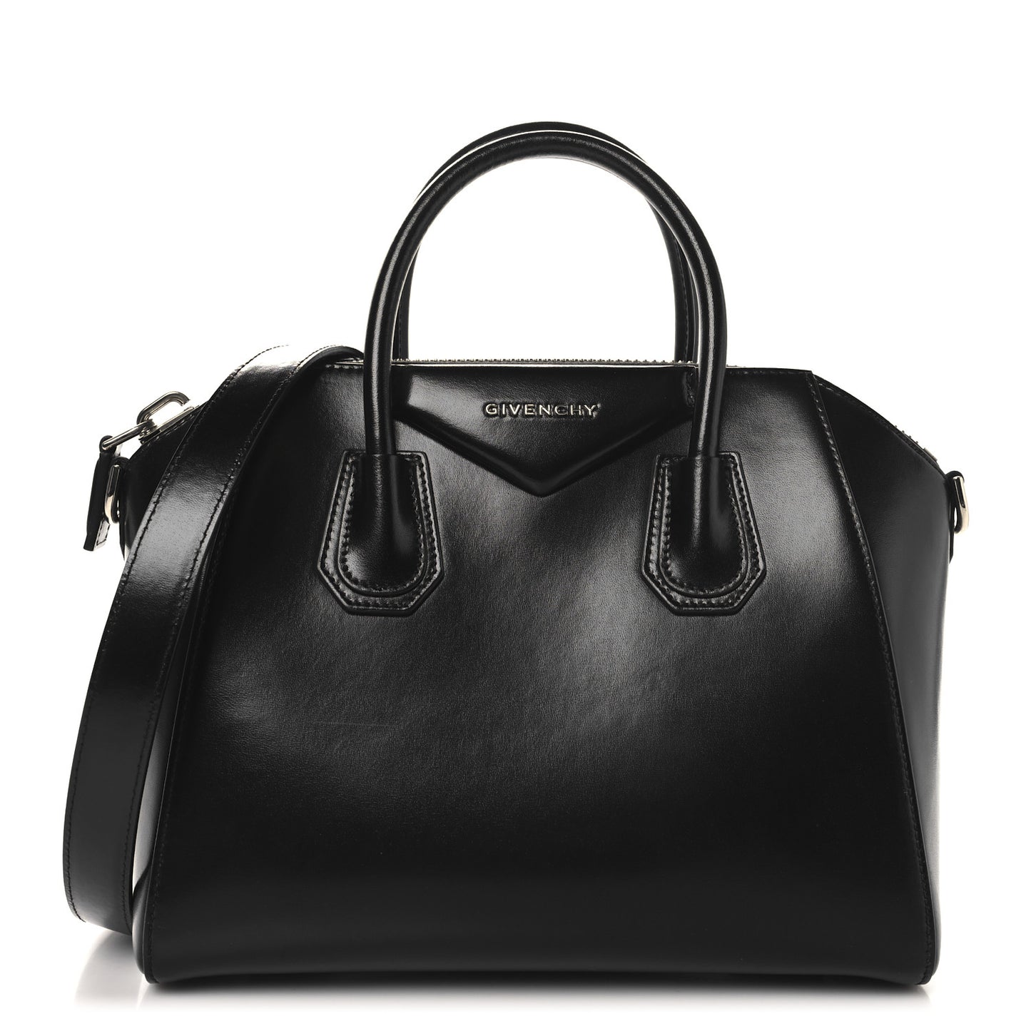 Shiny Lord Calfskin Small Antigona Black