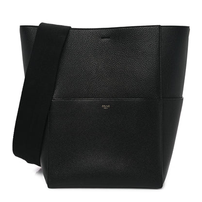 Celine Soft Grained Calfskin Sangle Bucket Bag Black 1 of 10