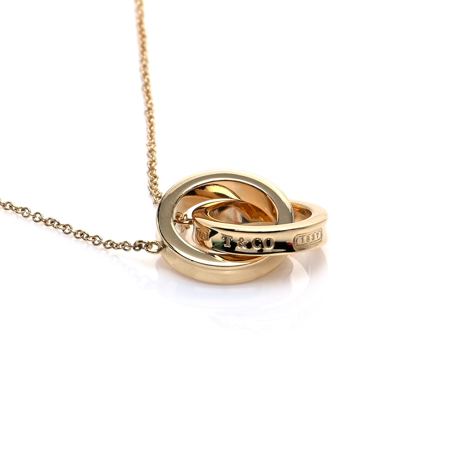 Tiffany 18K Yellow Gold 1837 Interlocking Circles Pendant Necklace 6 of 6