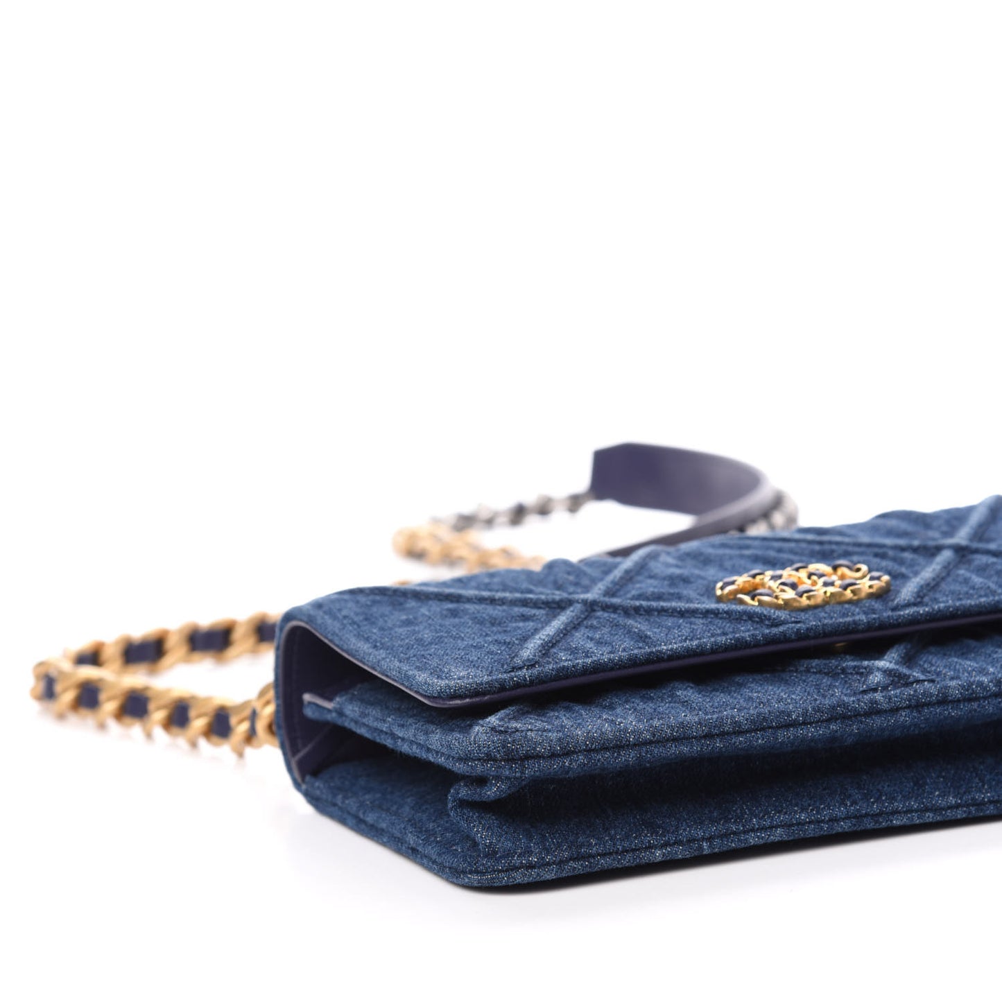 Denim Quilted 19 Wallet On Chain WOC Blue