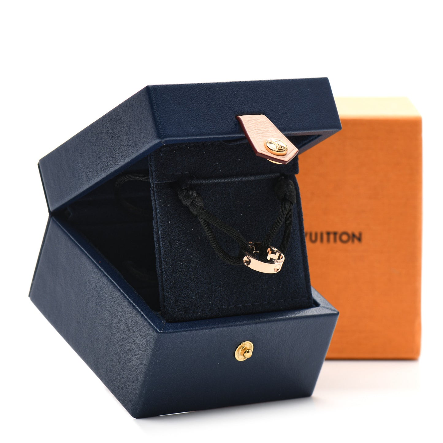 18K Pink Gold Empreinte Adjustable Cord Bracelet Black