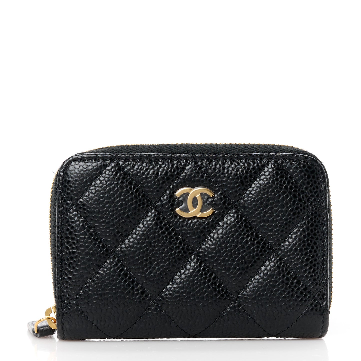 Caviar Quilted Classic Zipped Coin Purse Black