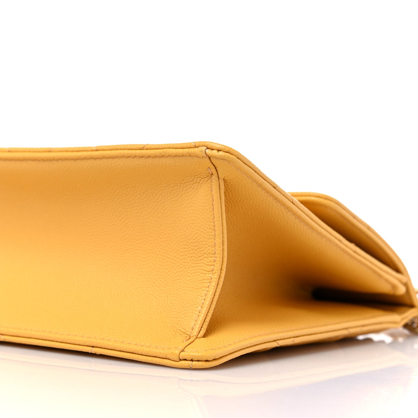 Caviar Quilted Chain Frame Flap Yellow