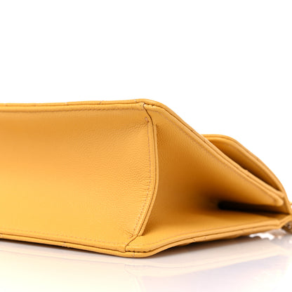 Chanel Caviar Quilted Chain Frame Flap Yellow 9 of 10