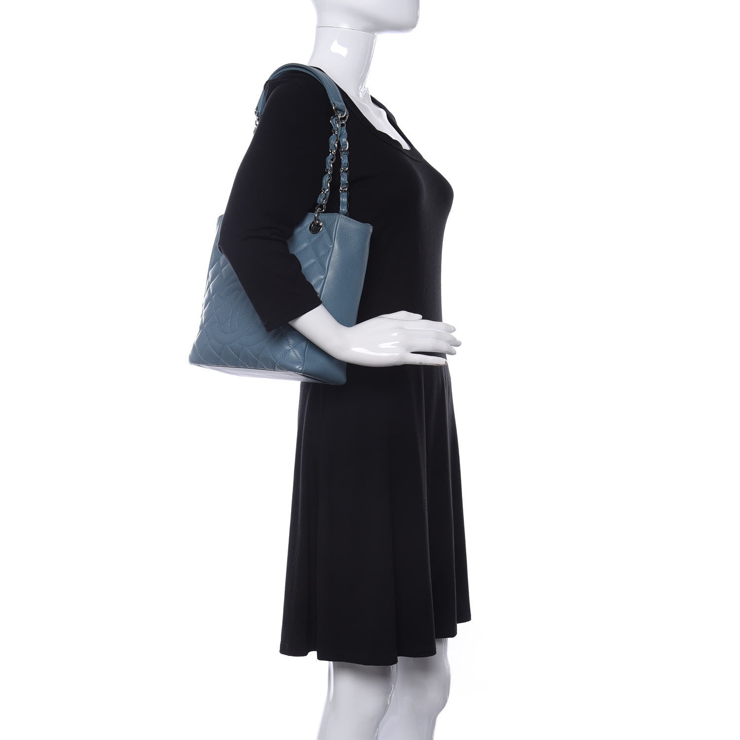 Chanel Caviar Quilted Petit Shopping Tote PST Blue 2 of 10