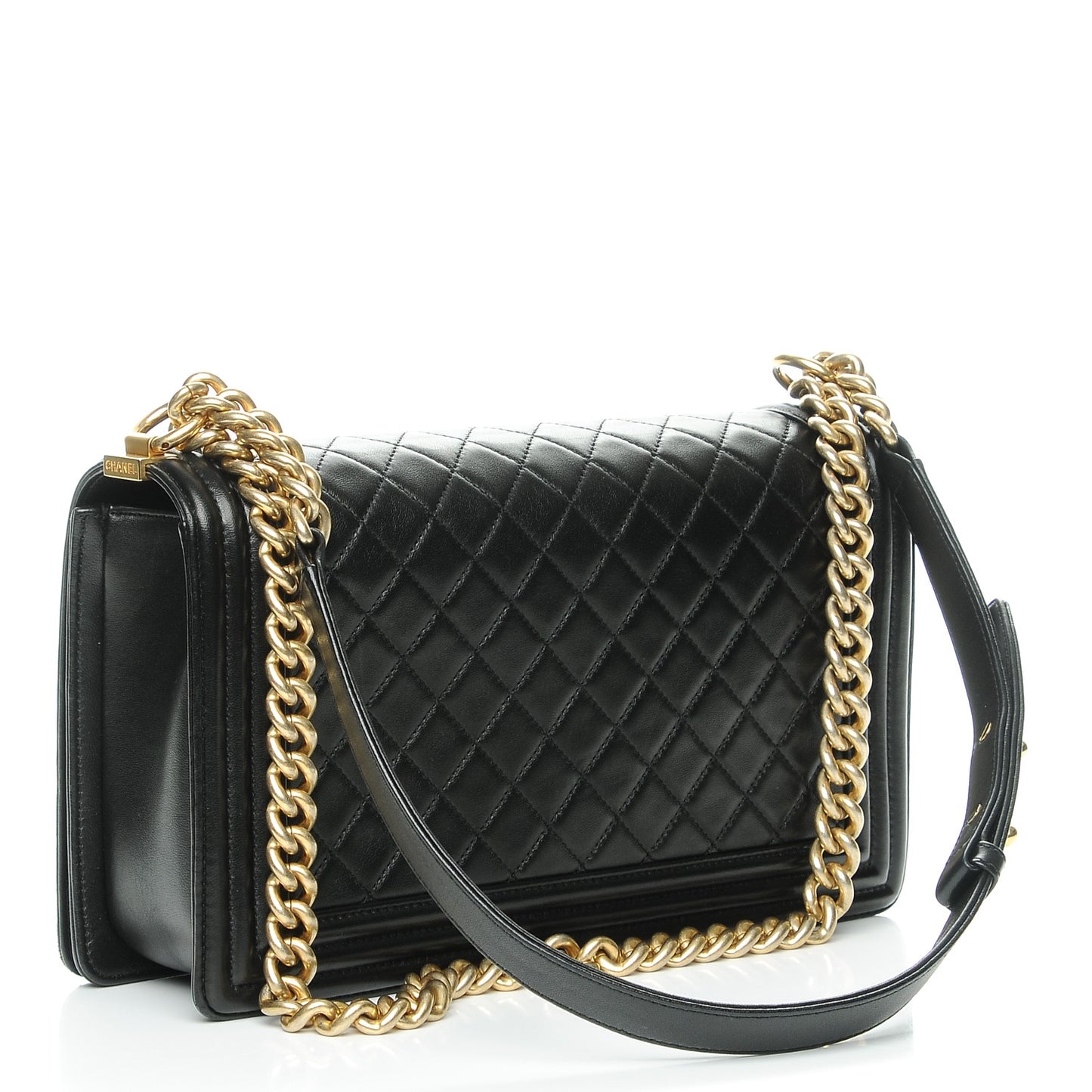 Lambskin Quilted New Medium Boy Flap Black