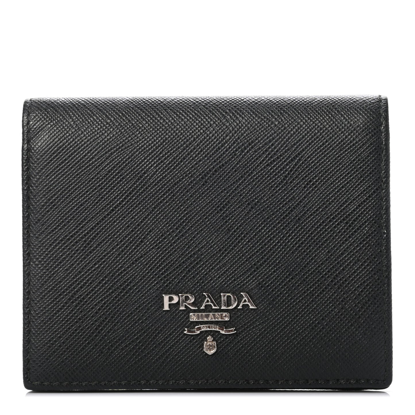 Saffiano Metal Bi-Fold Compact Wallet Black