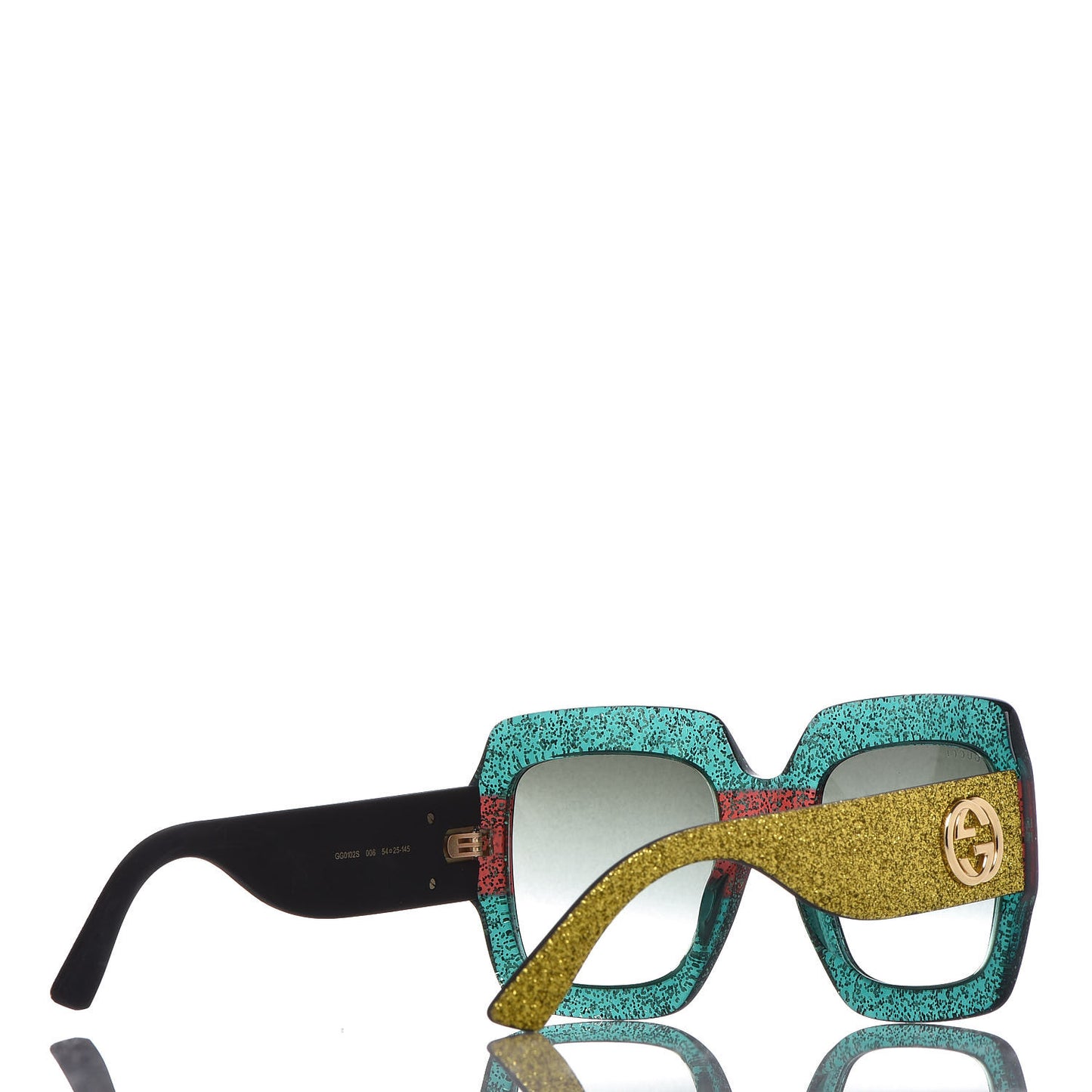 Square Frame GG0102S Sunglasses Glitter Red Black Green