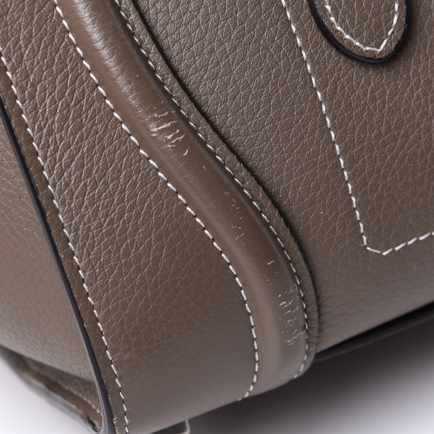 Celine Drummed Calfskin Micro Luggage Souris 10 of 10