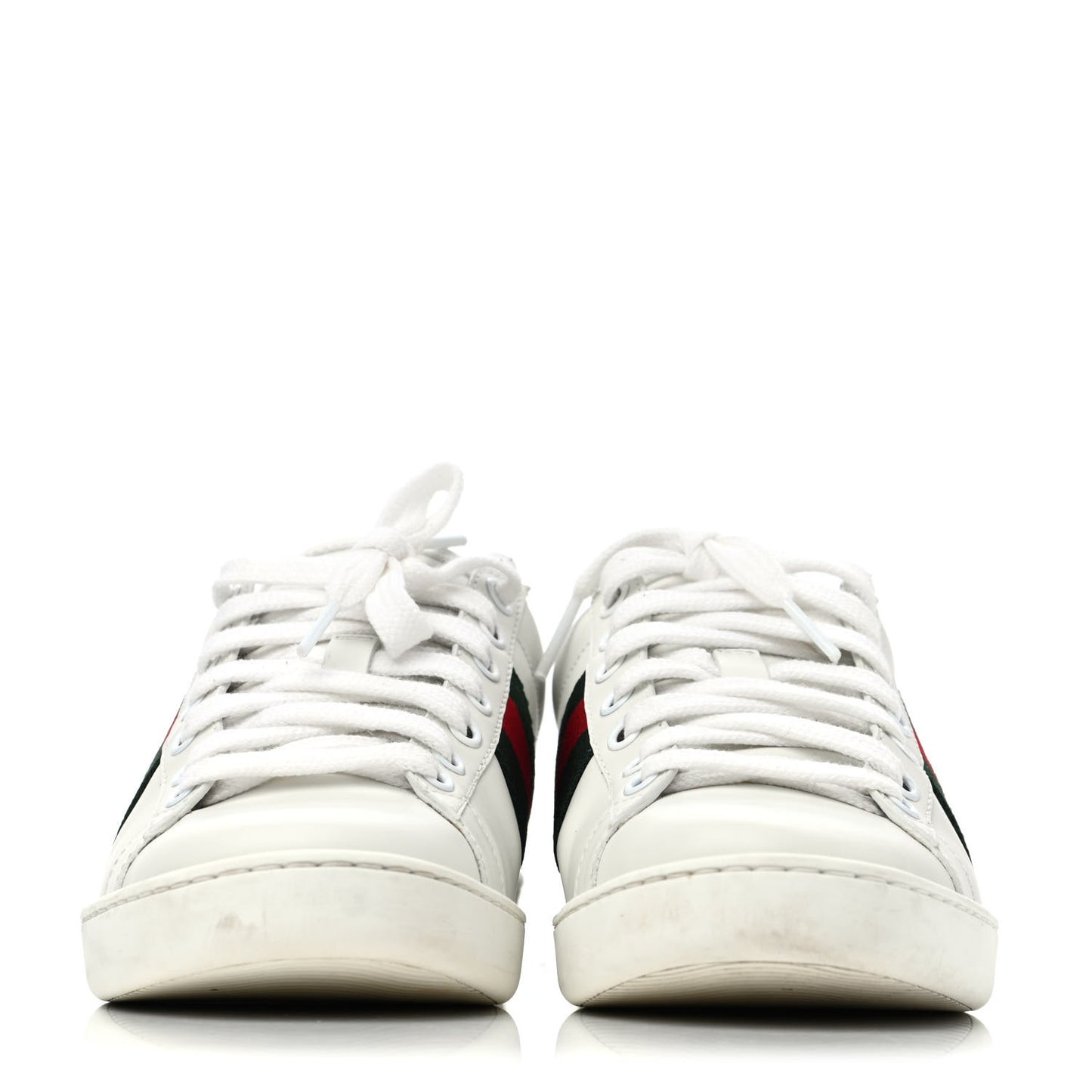 Calfskin Ayers Bee Embroidered Womens Ace Sneakers 35 White Green