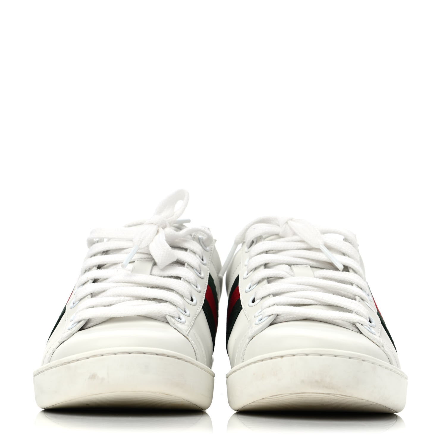 Gucci Calfskin Ayers Bee Embroidered Womens Ace Sneakers 35 White Green 2 of 4