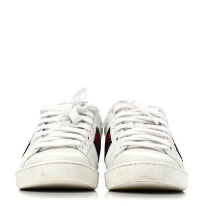 Gucci Calfskin Ayers Bee Embroidered Womens Ace Sneakers 35 White Green 2 of 4