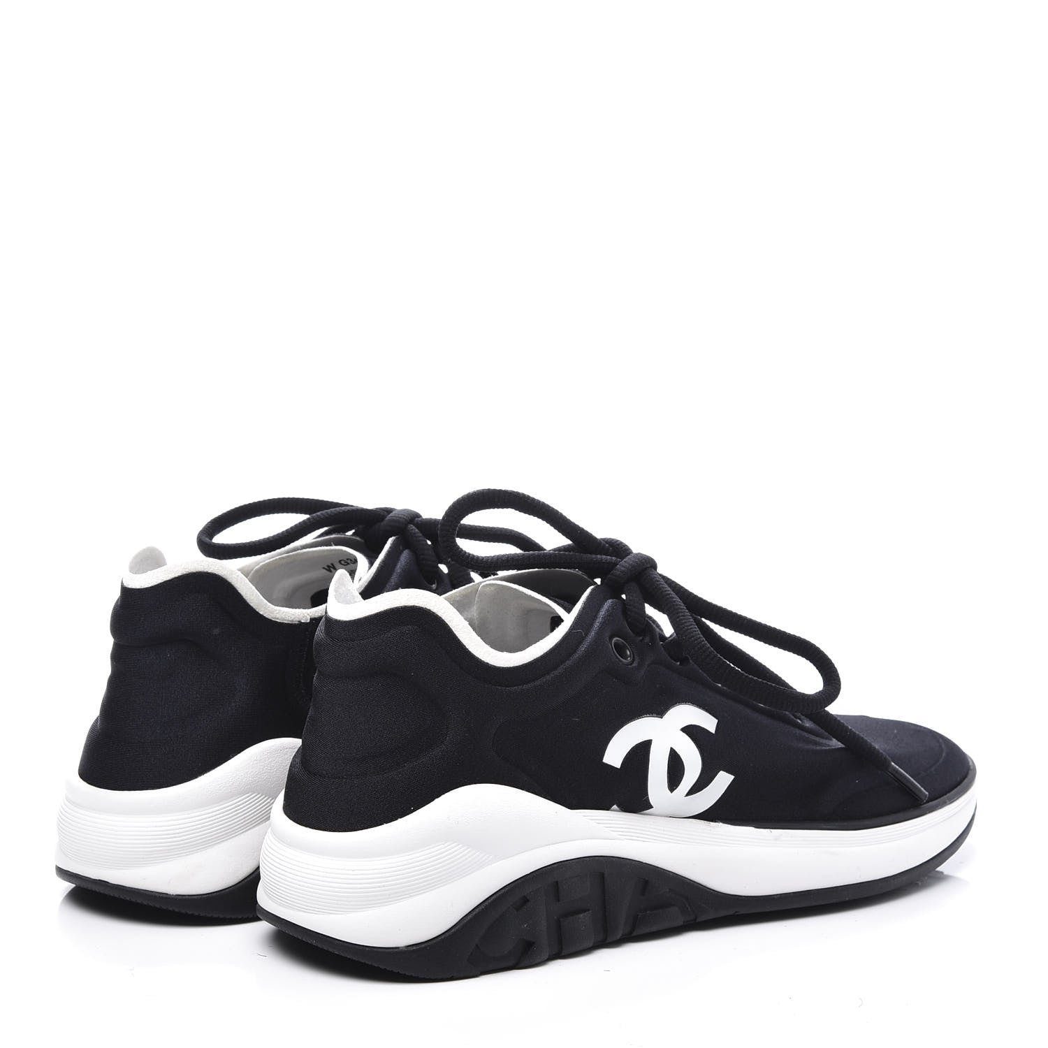 Chanel Lycra Womens CC Sneakers 36.5 Black 4 of 10