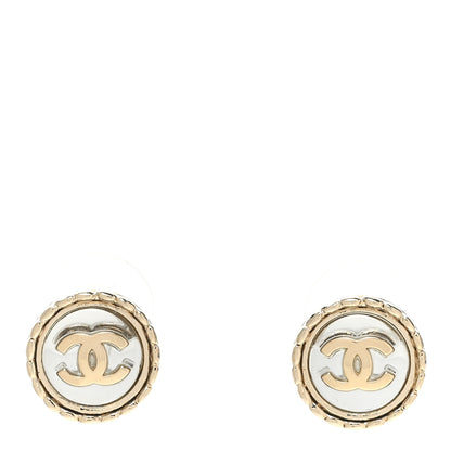 Chanel Round CC Stud Earrings Gold Silver 1 of 5