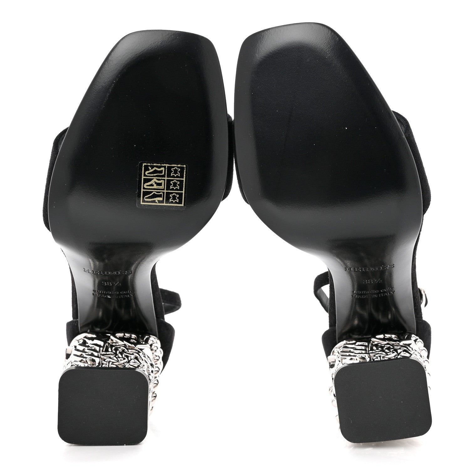 Hermes Suede Goatskin Glam 105 Sandals 38.5 Black 5 of 8