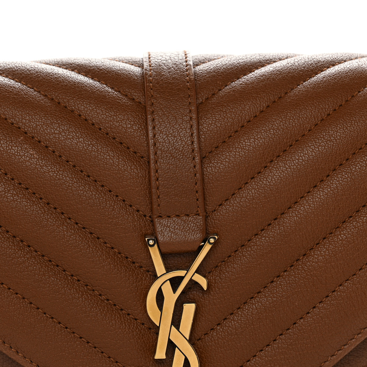 Sheepskin Matelasse Chevron Monogram Medium College Bag Cognac