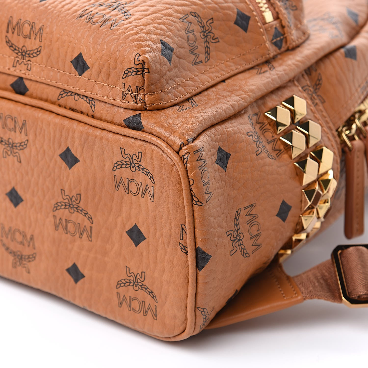 MCM Visetos Side Stud Mini Stark Backpack Cognac 9 of 9