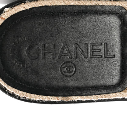Chanel Lambskin Quilted CC Mules Sandals 39 Black White 7 of 12
